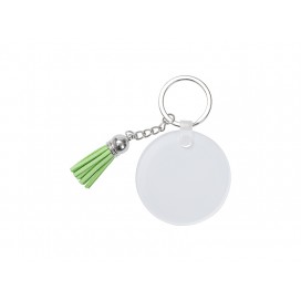 Acrylic Keyring W/ Green Tassel (Round, φ5*0.4cm)(10/pack)